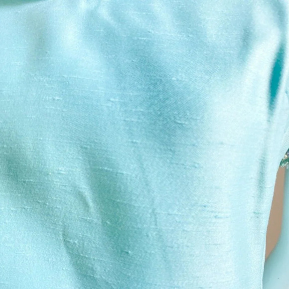 Vintage Light Blue 50s 60s Beaded Detail Short Sleeve Mini Dress S - Picture 8 of 11